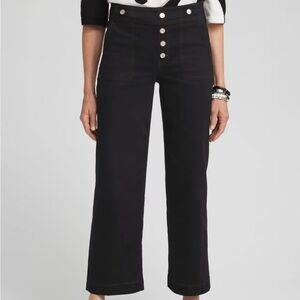 Chico's Black Pull On Wide Leg Crop Pants 2/12
